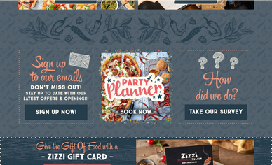 EXAMPLE: ZIZZI – USES HAND-LETTERING STYLE FONTS TO DRAW ATTENTION TO THE CALLS-TO-ACTION AND NAVIGATION