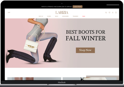 Larizia: Luxury Footwear & Designer Accessories - Shopify Plus eCommerce Success Story